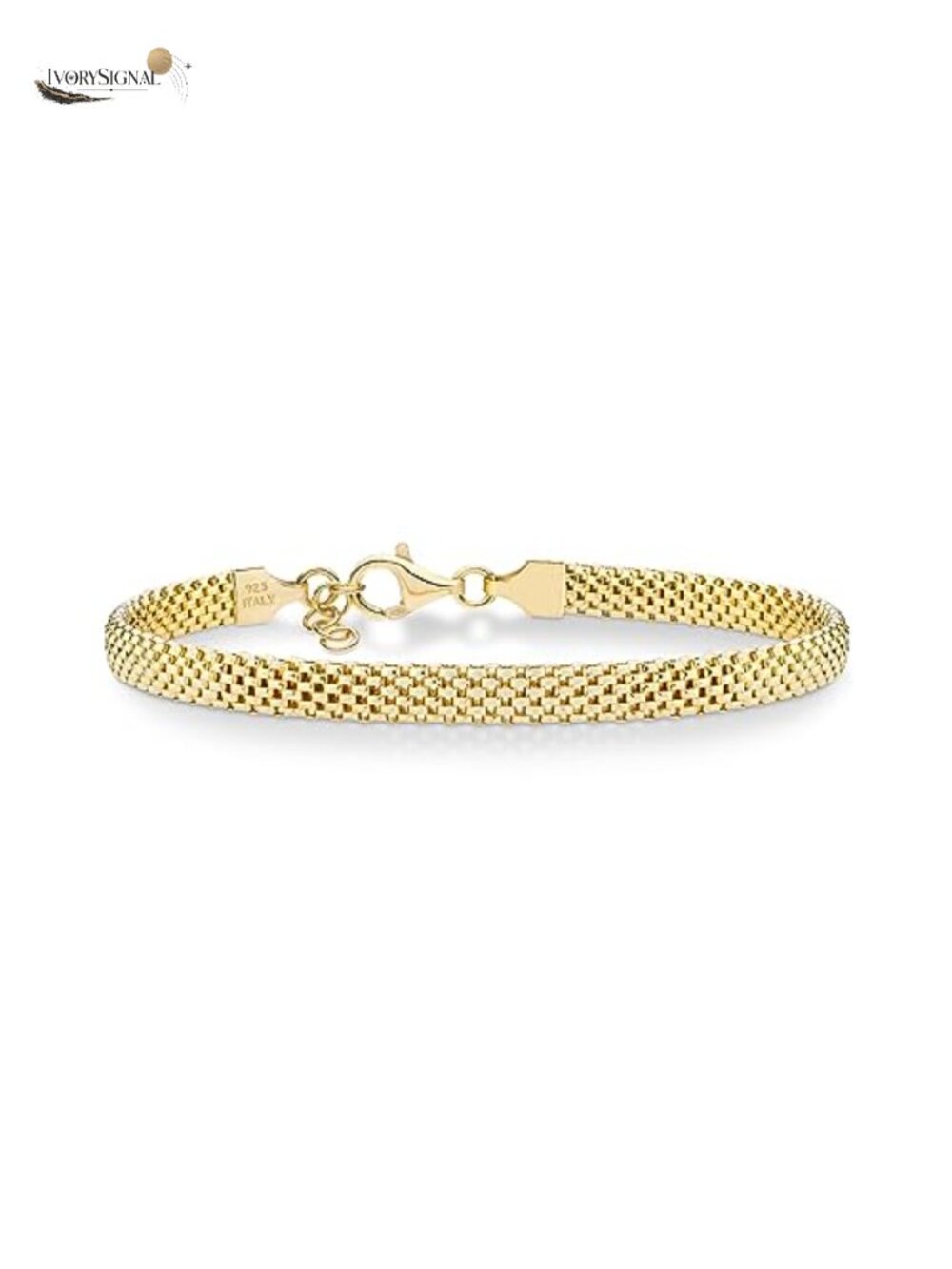 Sterling Silver Mesh Bracelet, 18K Gold Plated
